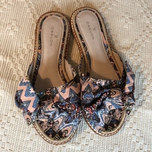 Caslon Darcie Morrocan Bow Fabric Slide Sandal 6.5 - Picture 2 of 13